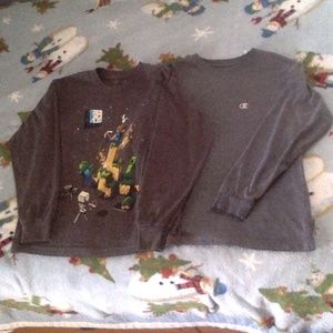 *Donated* Minecraft & Champion Long Sleeve Shirts Size Medium